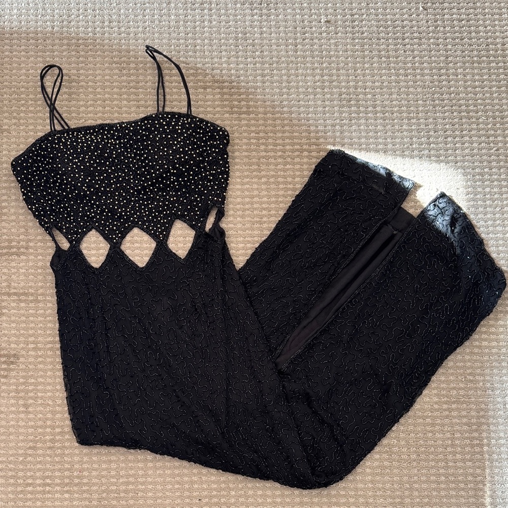 Elegant Black Dress with Rhinestone Detailing